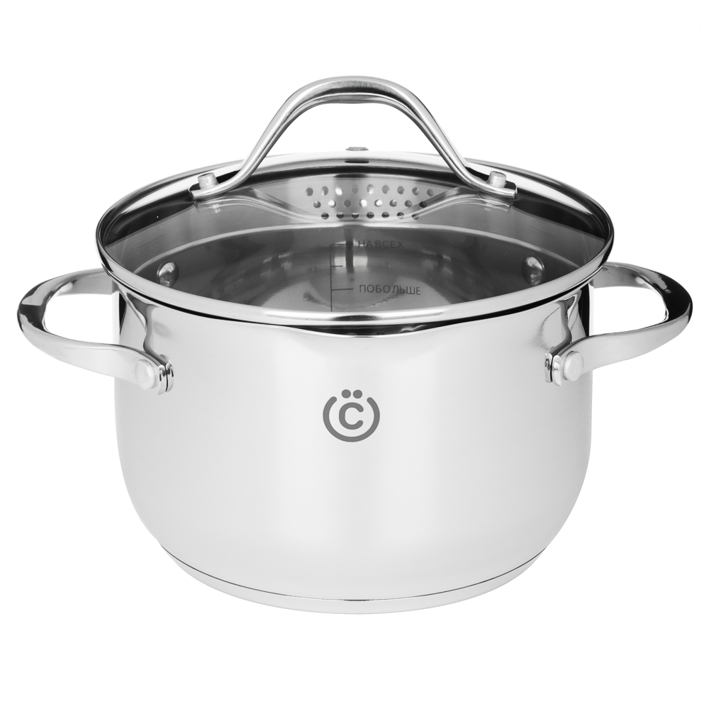 VSEGAZIN Adjira Casserole 18x11.5cm, 2.7l, glass. lid, induction, stainless steel steel 18/10