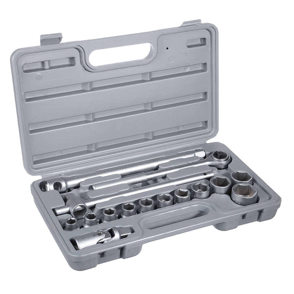 ERMAK Set of sockets, 16 pcs., 10-27mm, with 1/2" universal joint