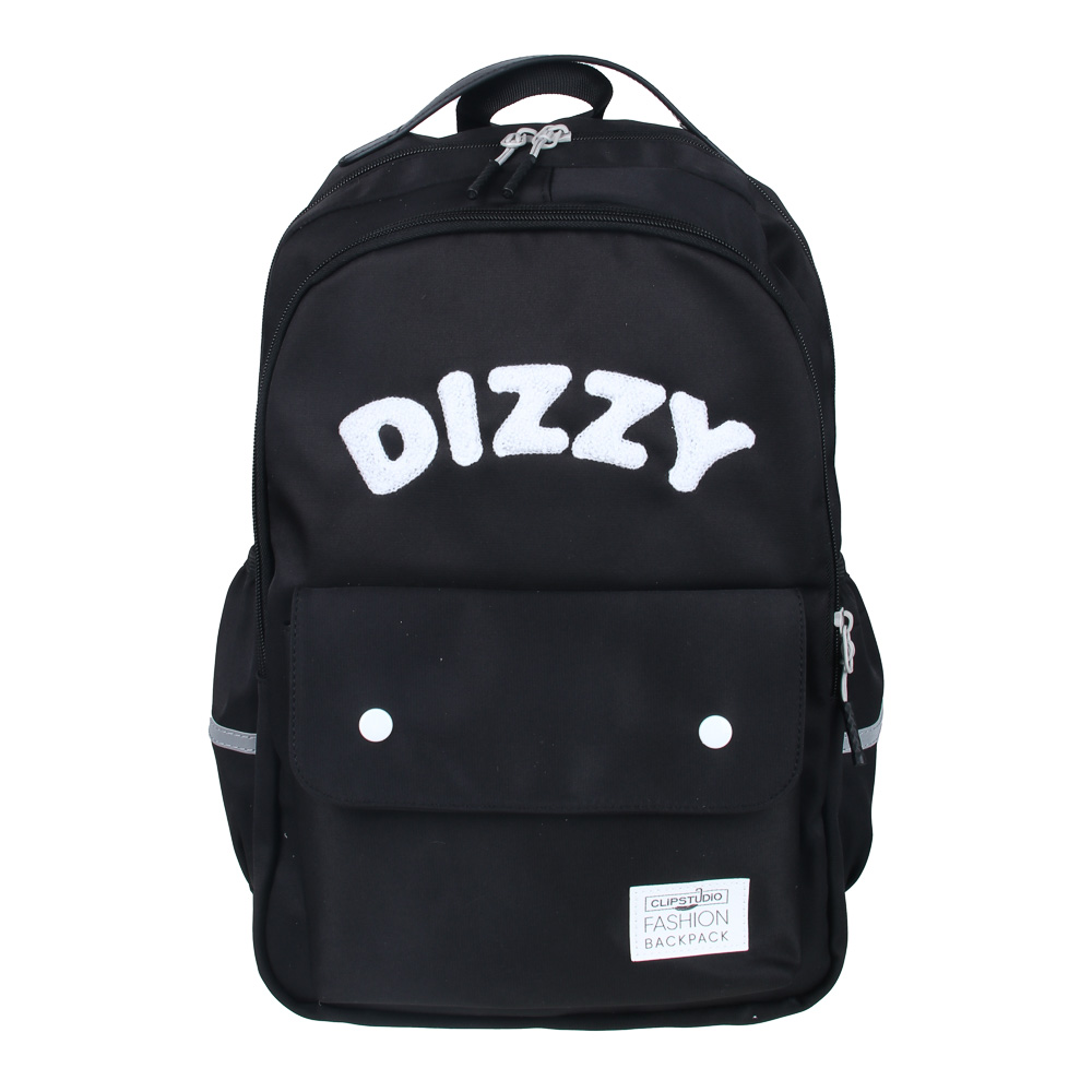 Backpack for teenagers 43.5x29x17cm, 2 compartments, 4 pockets, velcro flap, faux fur decor, nylon, black