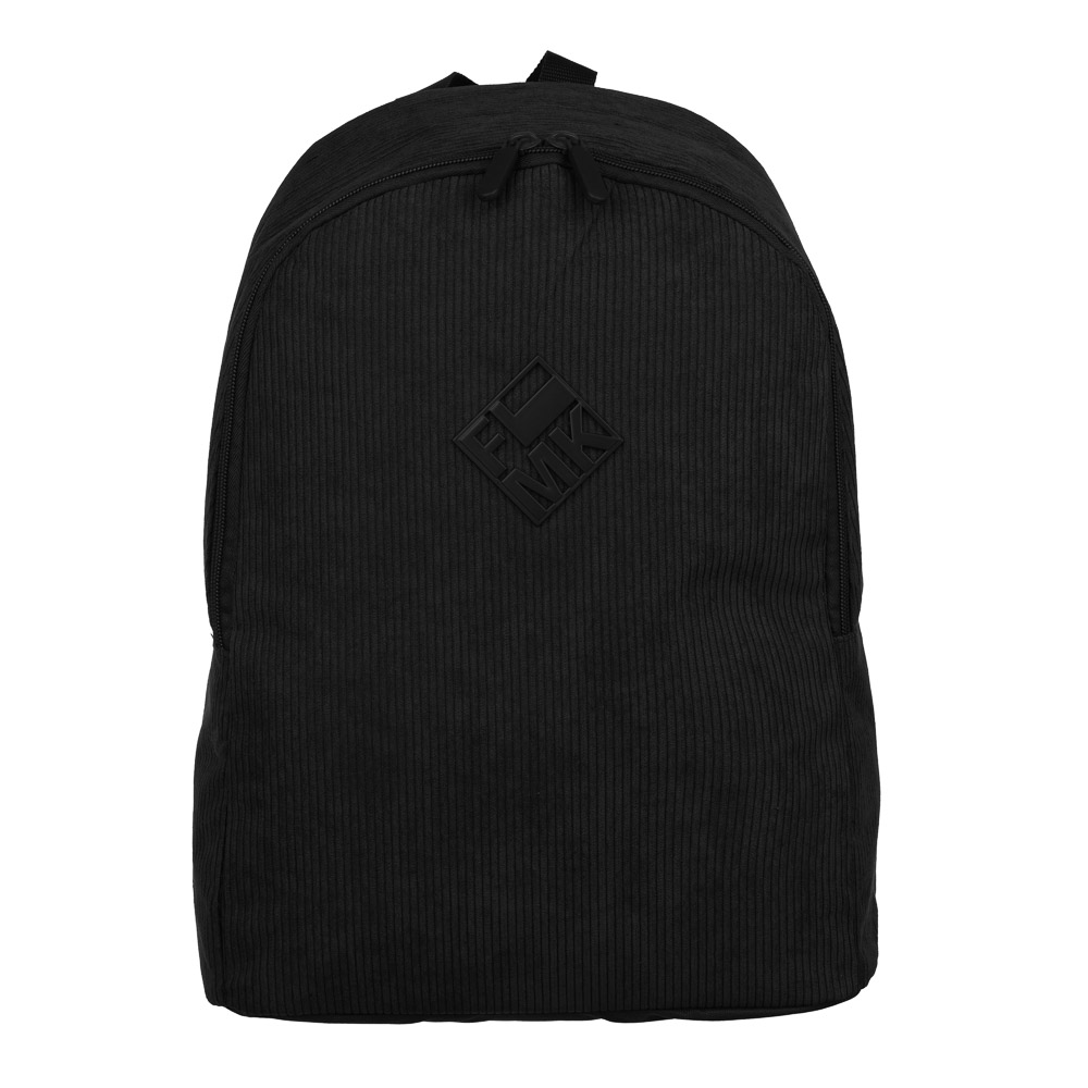 Universal backpack 40x27x13cm, 1 compartment, 1 pocket on the back, corduroy, metal patch, black