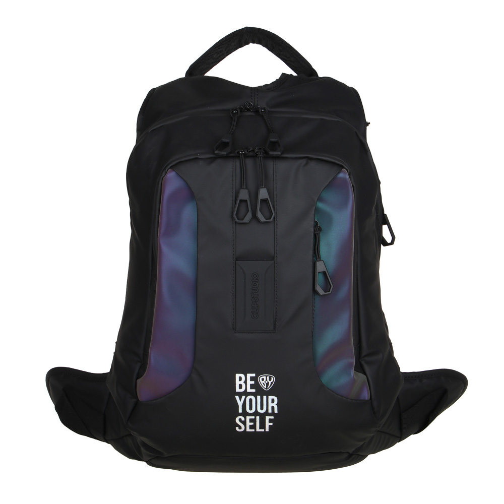 BY Teenage backpack 50x32x17cm, "Reflective", 2 compartments, 3 pockets, side support, handle, super thick. PE