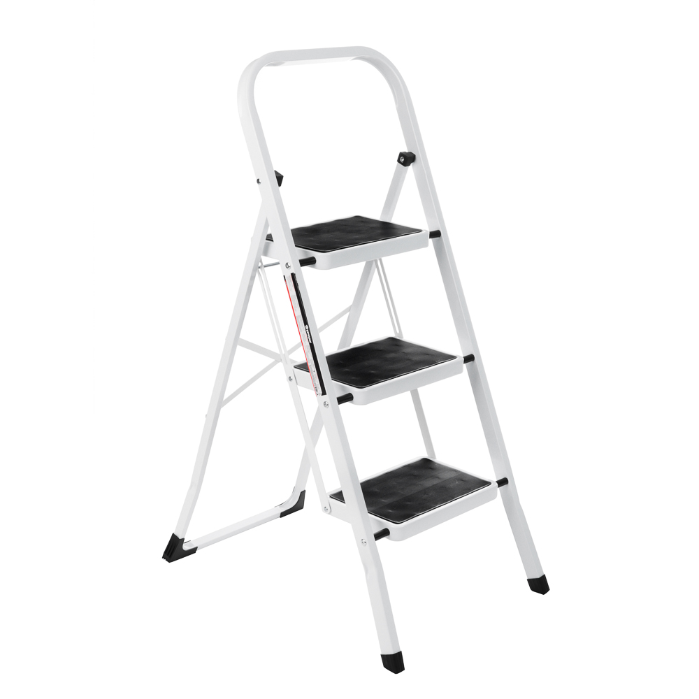 ERMAK Steel stepladder, 3 steps, rubberized steps