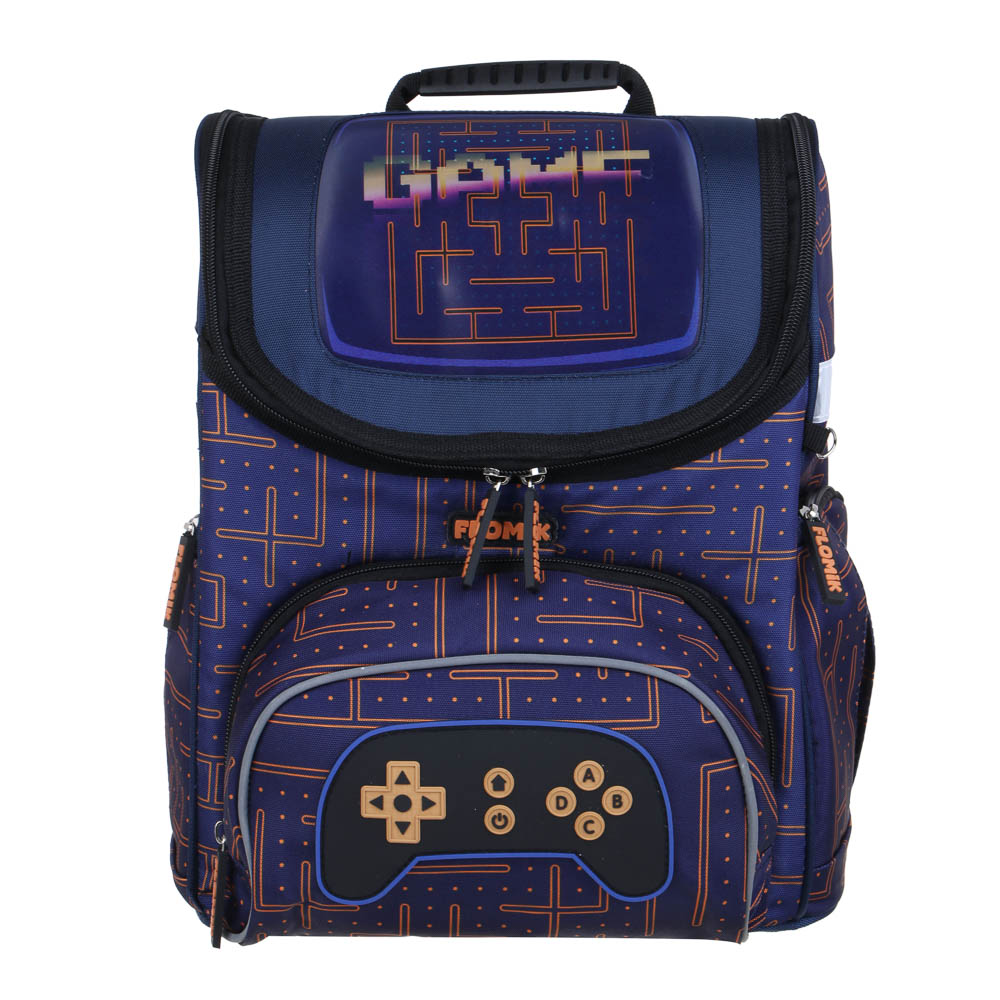 Game Over Schoolbag, hard, 35x27x18cm, 1 compartment, 3 pockets, ergonal back, adjustable chest strap, weight about 800g