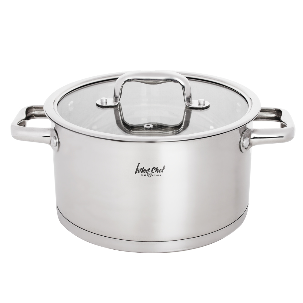 Ivlev Chef Royal Casserole 22x12cm 4.5l, with glass. lid, induction, stainless steel 18/10