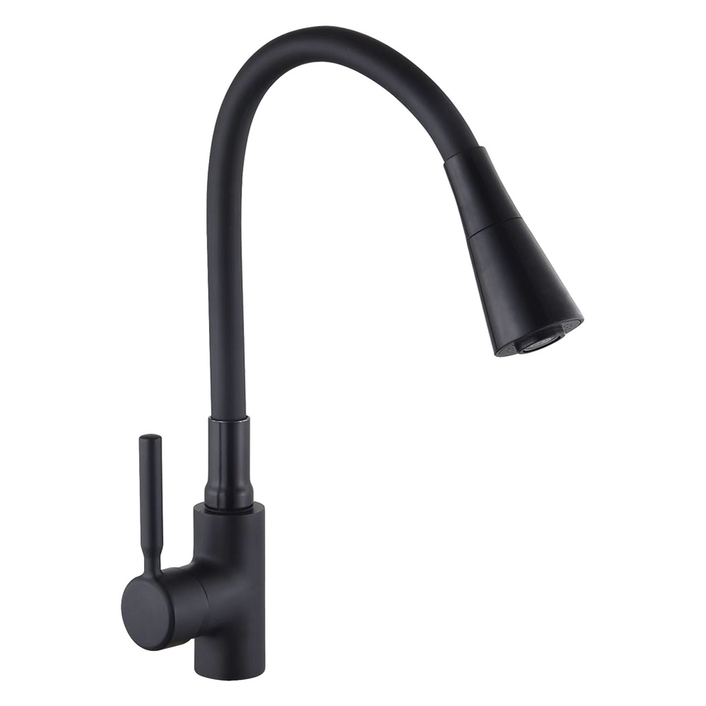 SoyuzKran Kitchen faucet, flexible spout, ceramic. cartridge 35mm, black, zinc, SK01-F132