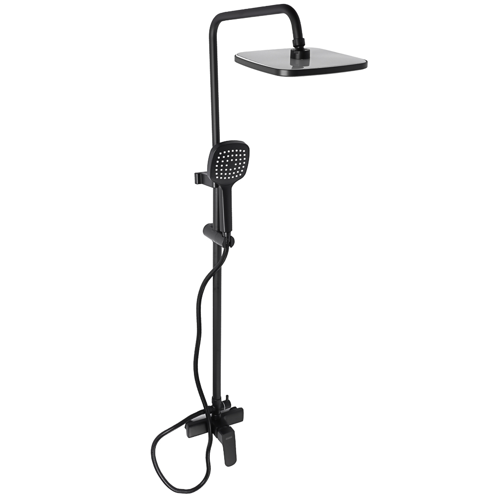 SoyuzKran Shower system with shower mixer (35mm cartridge, zinc), overhead shower 1 mode, black