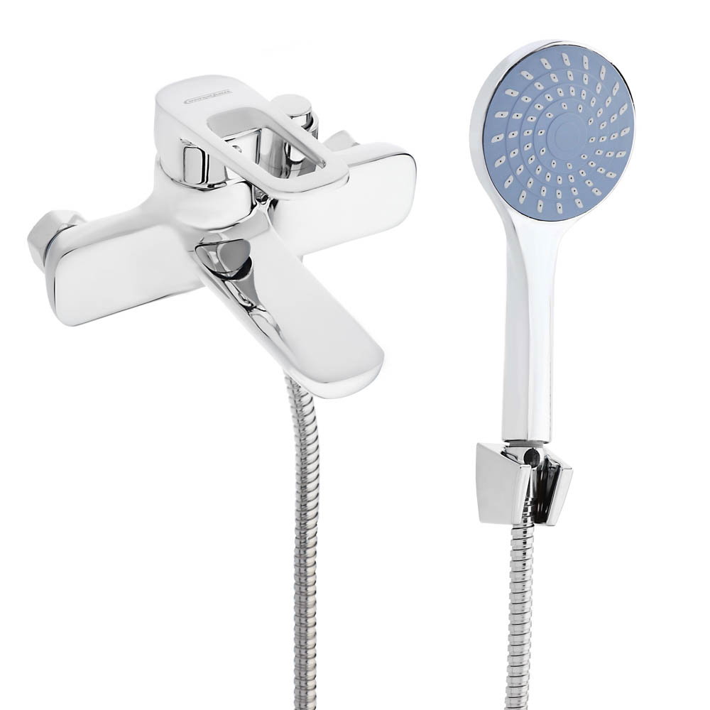 SoyuzKran Mixer for bathtub with shower, short spout, ceramic. cartridge 35mm, chrome, zinc, SK07-M137