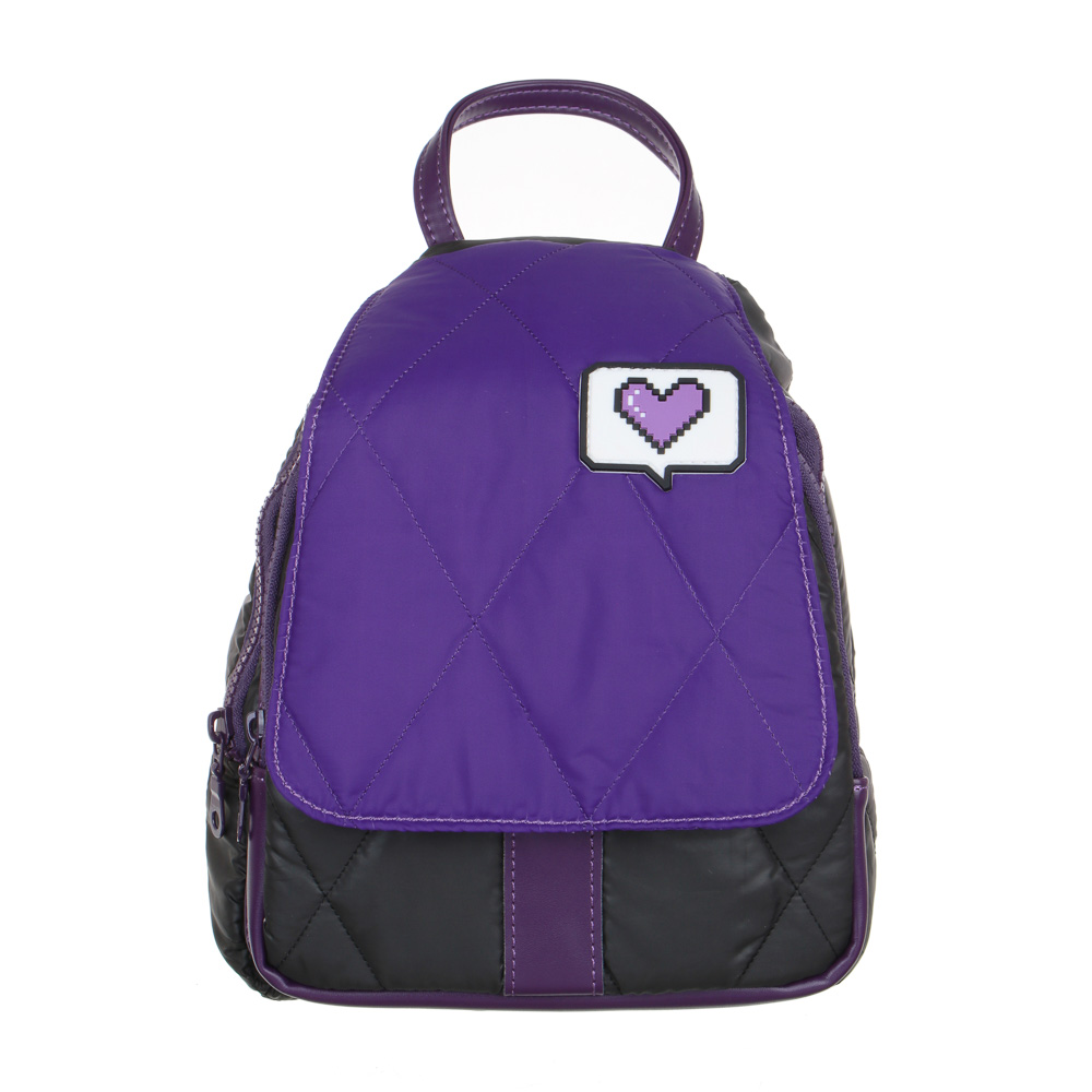 Mini backpack 26x21x12cm, "Lilac mood", 2 compartments, magnetic flap, 1 pocket, nylon, artificial leather