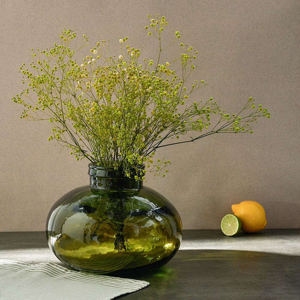 BY COLLECTION Vase Orion 25x25x20cm, glass, green