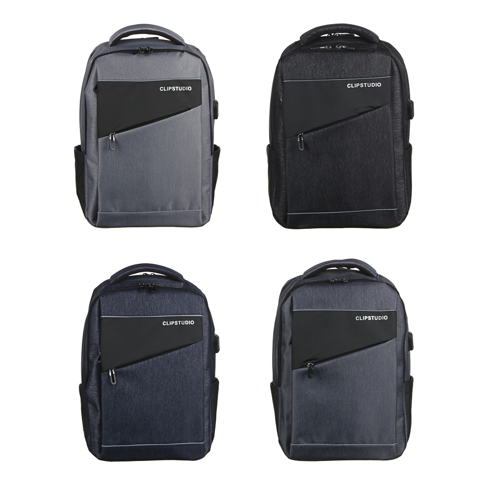 Backpack for teenagers, 45x32x19cm, 2 compartments, 3 pockets, PE, artificial leather, back with ergonomic elements, USB, 4 colors