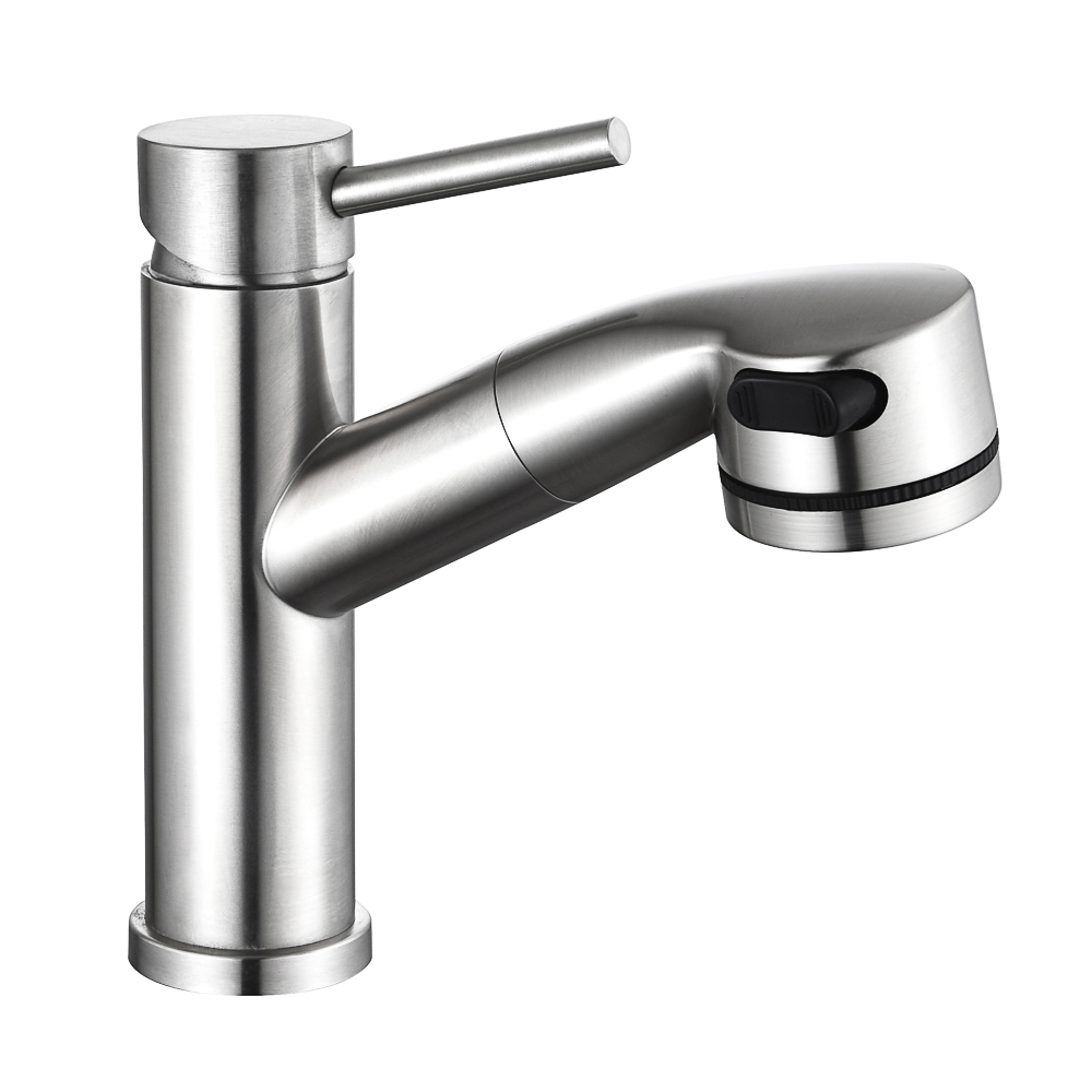 SoyuzKran Kitchen faucet, low pull-out spout, 35mm cartridge, stainless steel. steel, SS01-D132