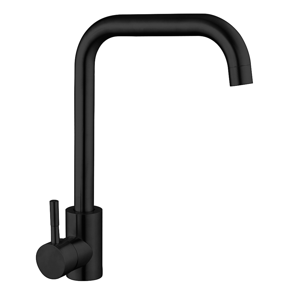 SoyuzKran Kitchen faucet, swivel spout 30cm, cartridge 35mm, stainless steel. steel, black SS01-R133