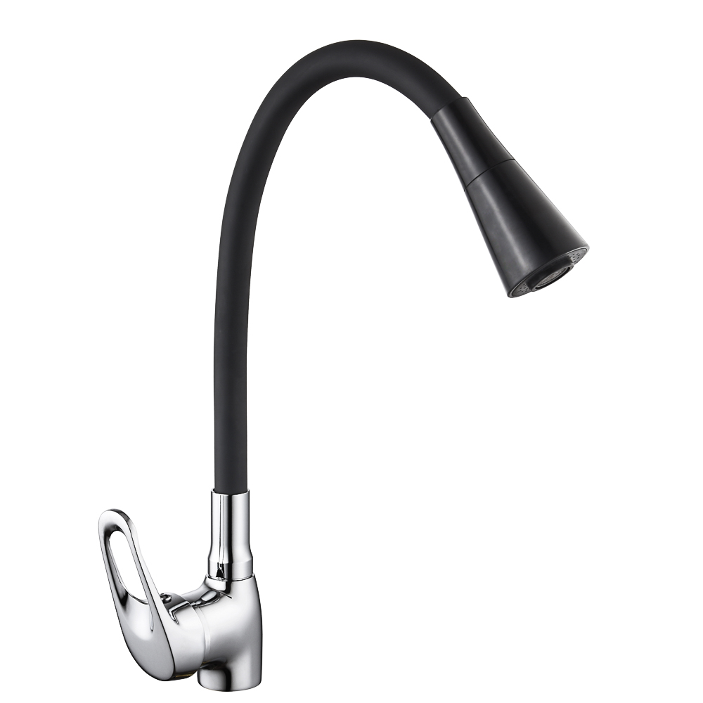 RAIN Kitchen faucet Vesta, flexible spout, 35mm cartridge, brass, black/chrome