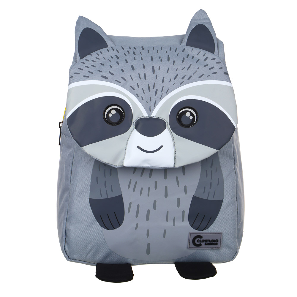 Mini backpack in the shape of a raccoon, 34x27x11cm, 1 zip compartment, Velcro flap, PE