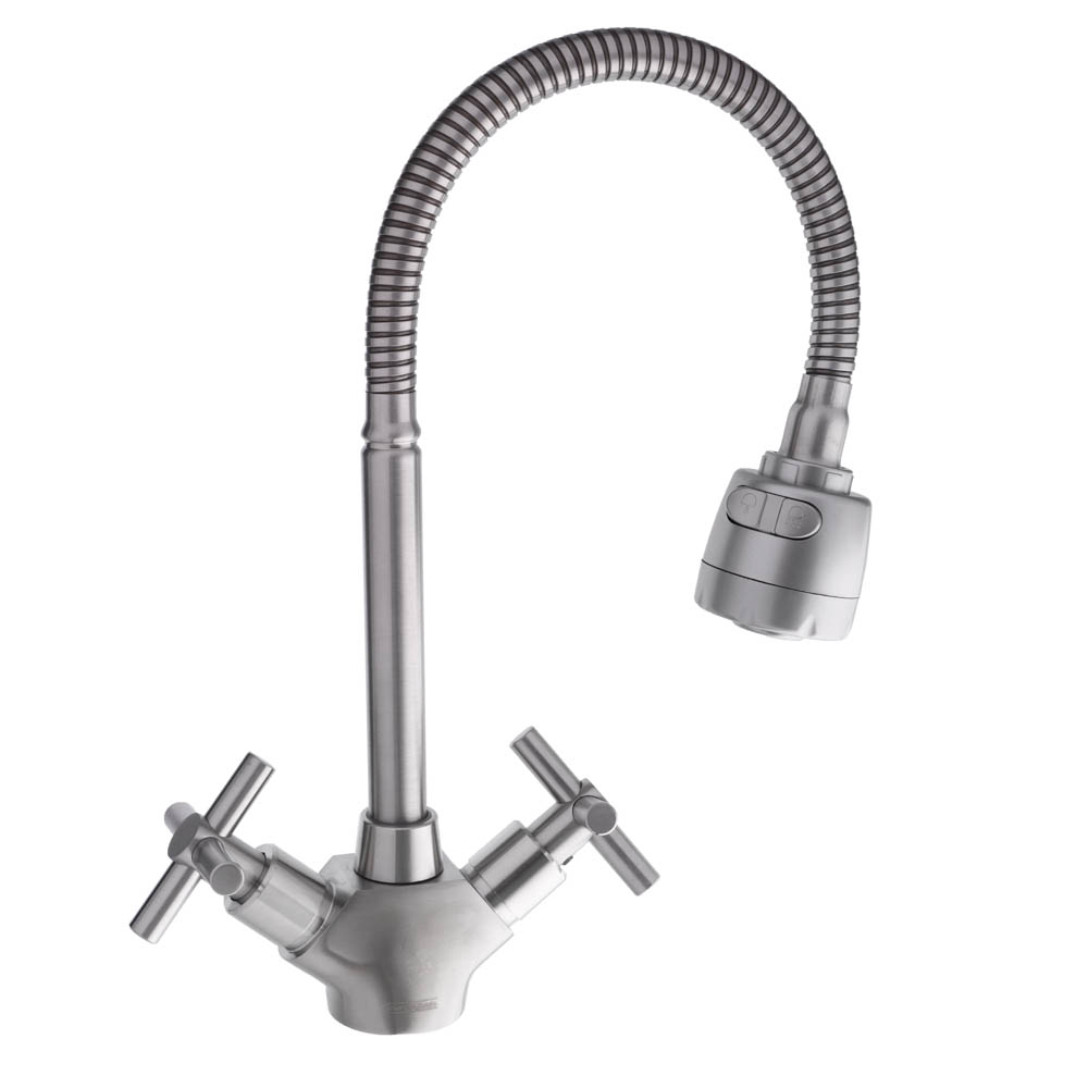 SoyuzKran Kitchen faucet, flexible spout, ceramic. crane axleboxes 1/2, stainless steel steel, SS01-F217