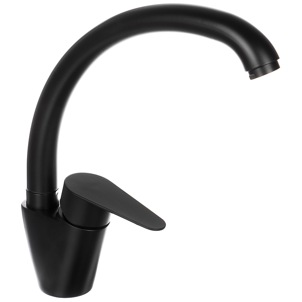 SoyuzKran Kitchen faucet, swivel spout, ceramic. cartridge 35mm, stainless steel, black SS01-C233