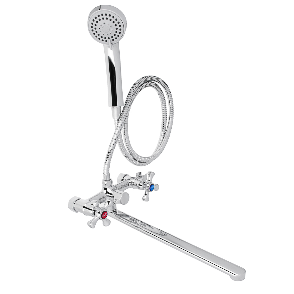 RAIN Bath mixer Jade, straight spout 35cm, ceramic. faucet axleboxes 1/2, shower. set, brass, chrome