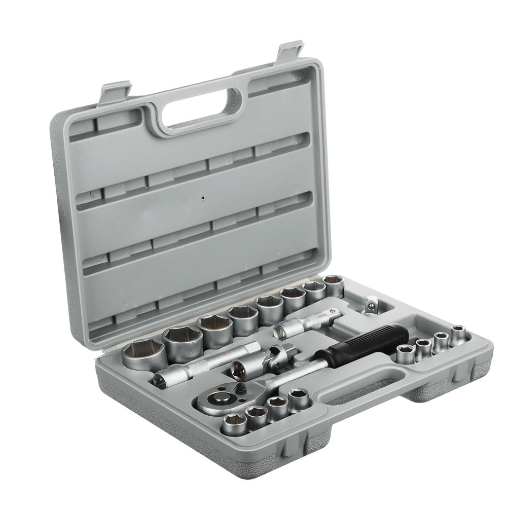 ERMAK Set of sockets, 21 pcs., 8-32mm, with 1/2" universal joint