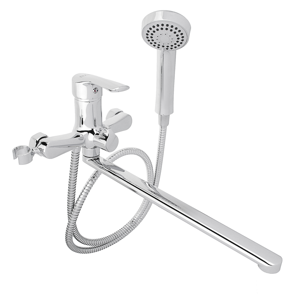 RAIN Bathtub mixer Obsidian, straight spout 35cm, shower. set, cartridge 35mm, brass, chrome