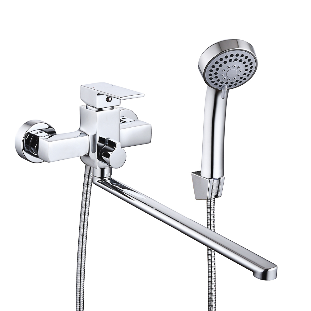 RAIN Bath mixer Citrine, straight spout 30cm, shower. set, cartridge 35mm, brass, chrome