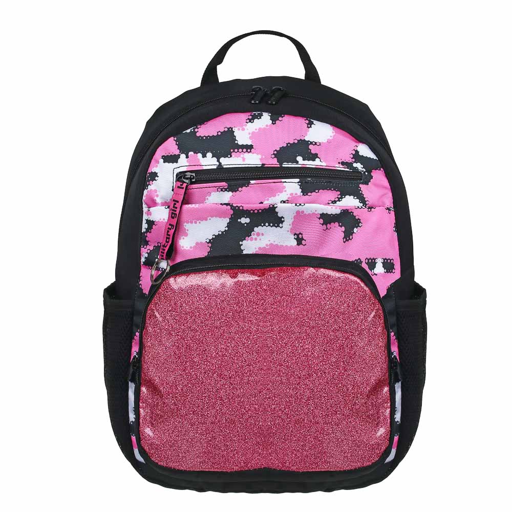 MILITARY GIRL Backpack for teenagers 40x30x20cm, 1 compartment, 5 pockets, ergonomic back, PE, keychain