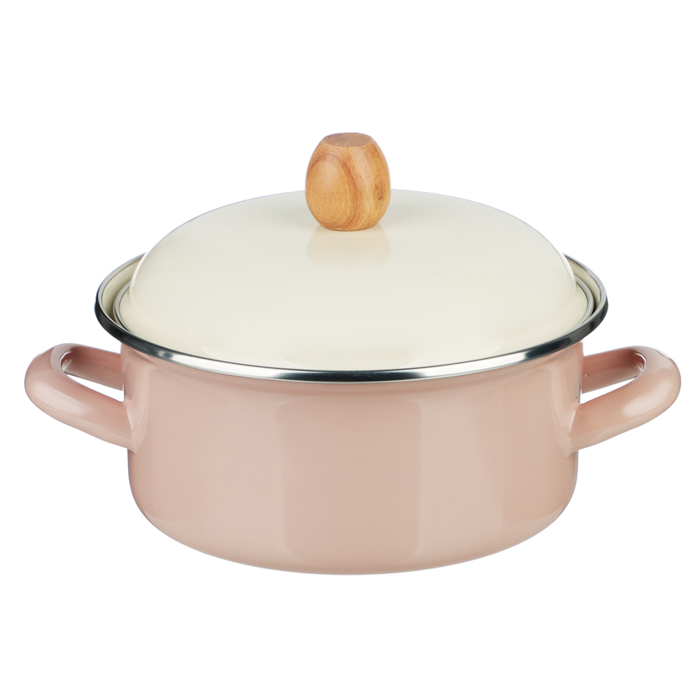 BY COLLECTION Enameled pan, 18cm, 1.9l, induction, beige