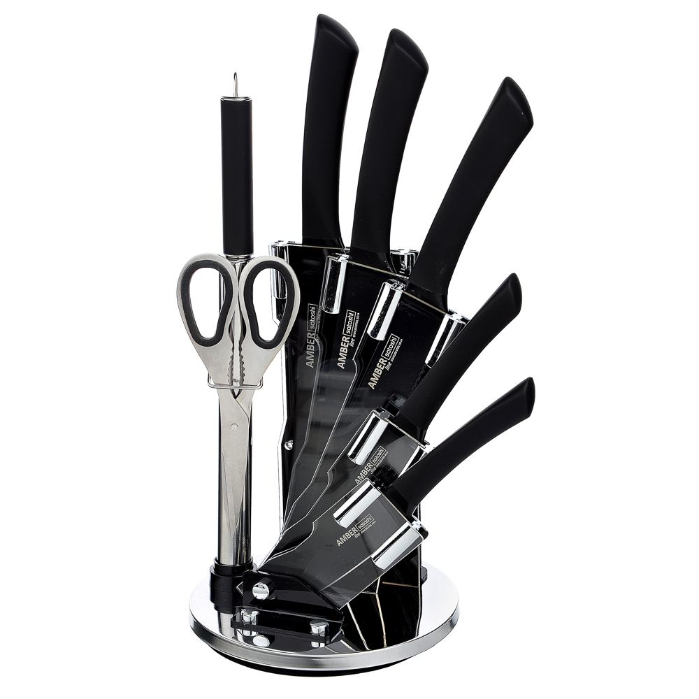 SATOSHI Amber Set of kitchen knives 8pr, acrylic stand