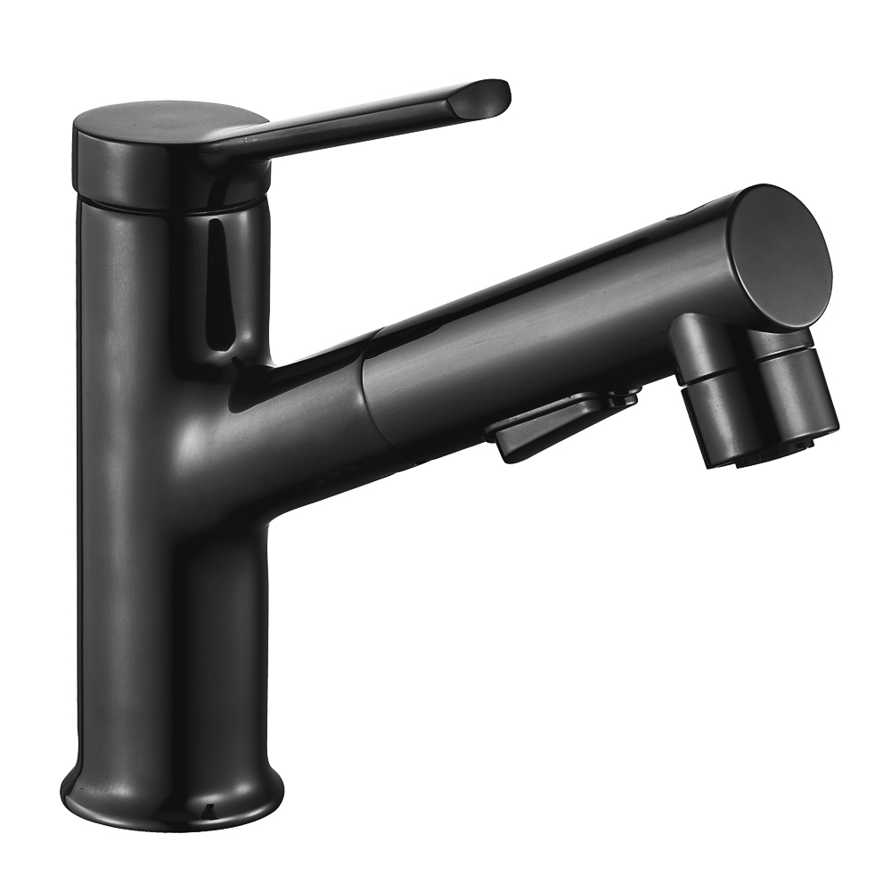 SoyuzKran Kitchen faucet, pull-out spout, ceramic. cartridge 40mm, black, zinc, SK01-E132