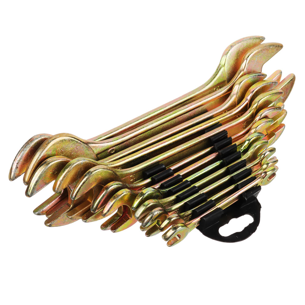 ERMAK Set of open-end wrenches, 12 pieces, 8x10-30x32mm, yellow zinc, plastic holder