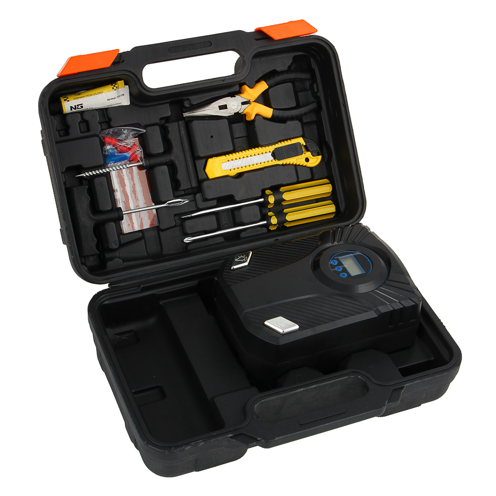 NG Set of 12 items with compressor 12V, 70W, 25 l/min, case