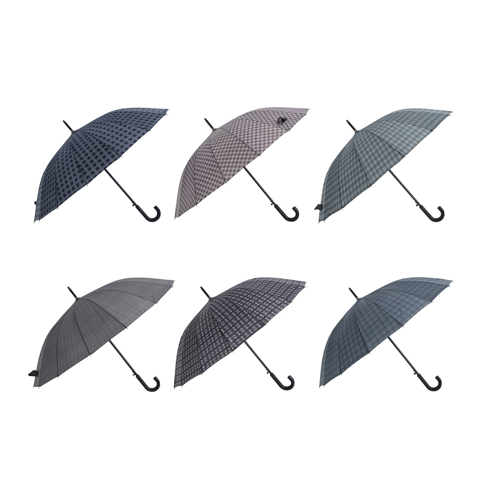 Men's cane umbrella, metal, plastic, polyester, 60cm, 16 knitting needles, 6 designs