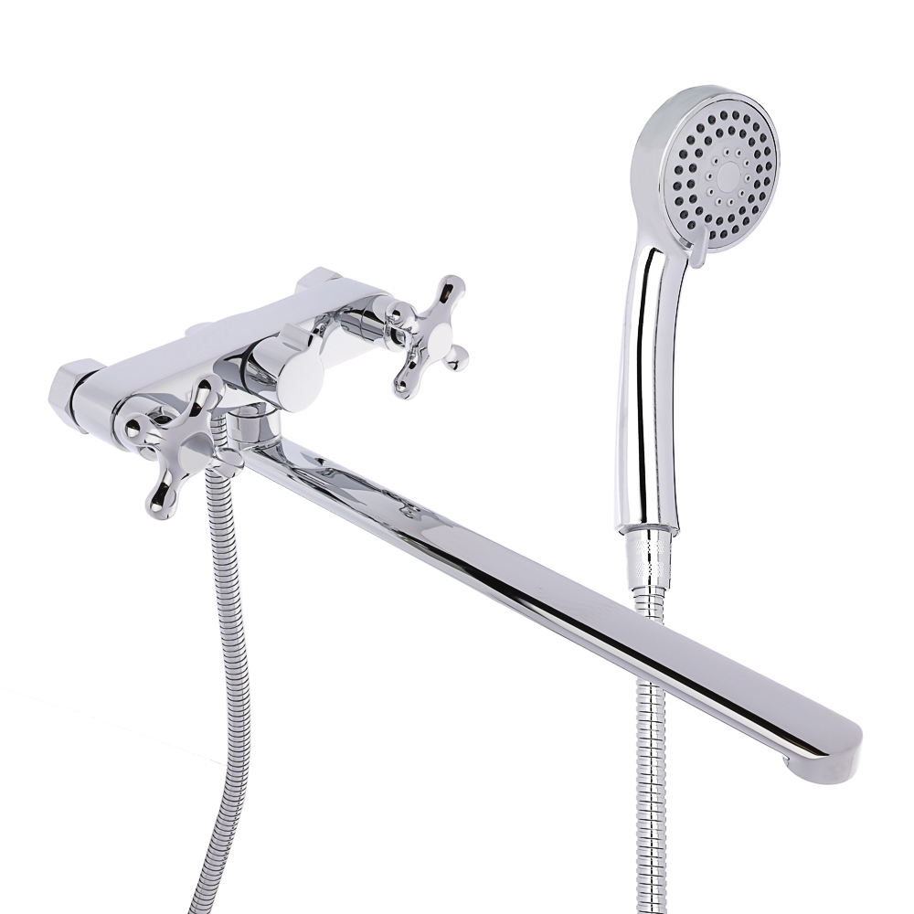 RAIN Bath mixer Uranus, straight spout 30cm, 1/2 axle tap, shower. set, cross, brass, chrome