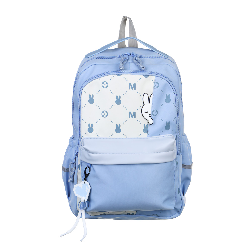 Backpack for teenagers 45x30x17cm, 2 compartments, 4 pockets, handle, bunny patch, PE, nylon, lilac