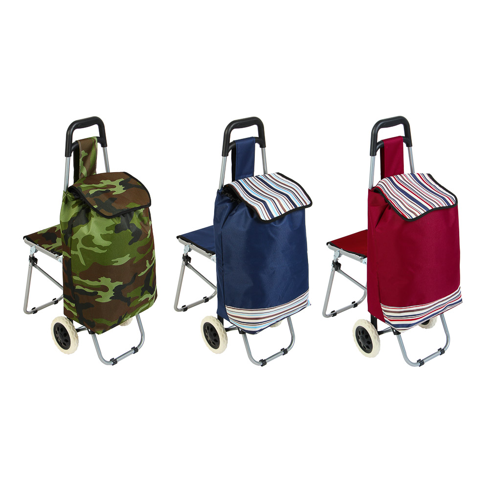 VETTA Trolley+bag with chair, bag up to 30kg, 31l, chair up to 120kg, 44x94x26cm, tarpaulin, wheels d16cm