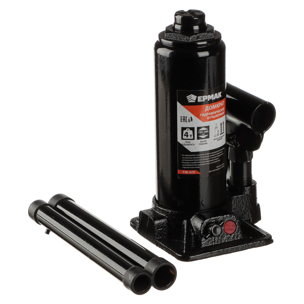 ERMAK Hydraulic bottle jack 4 t, lifting height 195-380mm