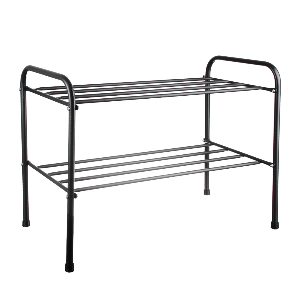 Shoe stand - 2 shelves, 65cm, metal, black, PO262