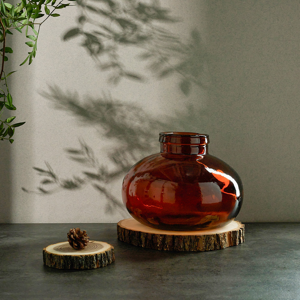 BY COLLECTION Vase Orion 25x25x20cm, glass, brown