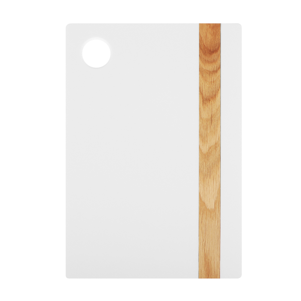 BY COLLECTION Cutting board 32x22x1.2cm, acrylic stone with oak lamella, white color