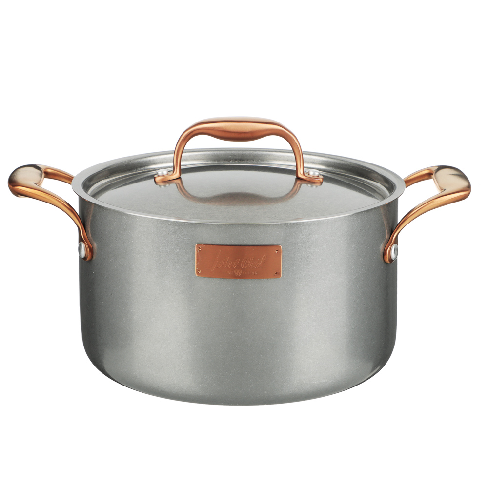 Ivlev Chef Ladoga Pan 22x12.5cm 4.5l, stainless steel lid, induction, stainless steel 18/10
