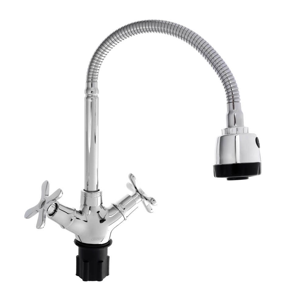 SoyuzKran Kitchen faucet, flexible spout, ceramic. crane axleboxes 1/2, chrome, zinc, SK01-F240