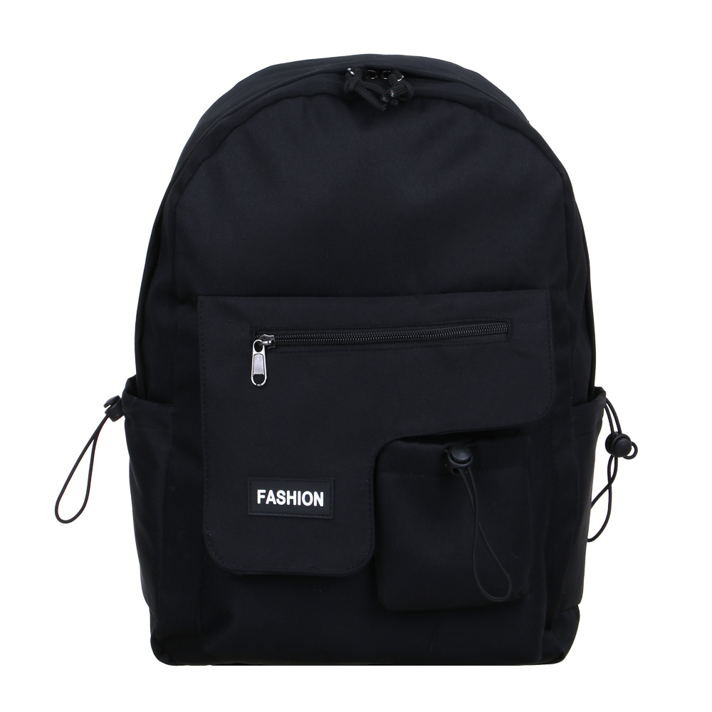 Backpack for teenagers 42x30x13cm, 1 compartment, 6 pockets, velcro flap, patch, PE, black