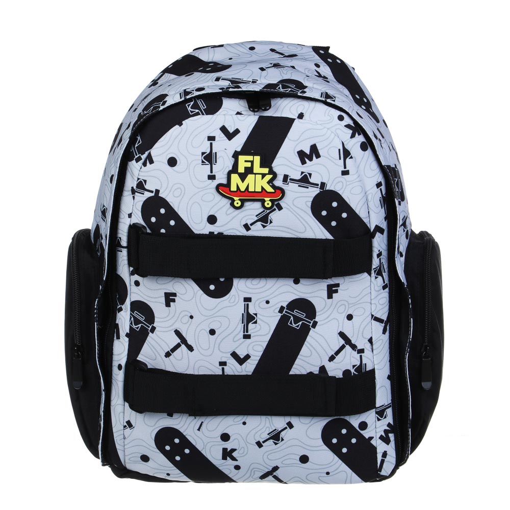 Teenage backpack 42x28x16cm, 1 compartment, 2 pockets, back with erg. elements, 2 weights, sewn, PE, "Skate"