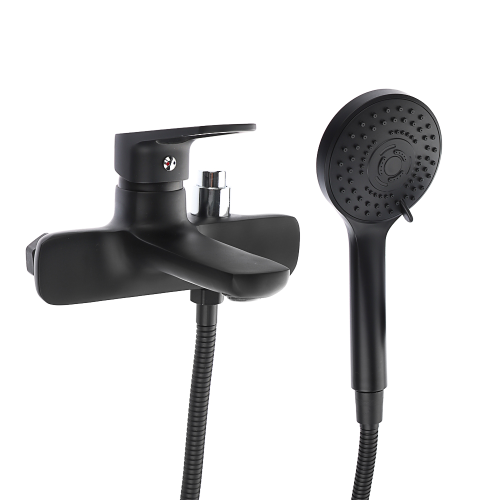 SoyuzKran Mixer for bathtub with shower, short spout, ceramic. cartridge 35mm, black, zinc, SK07-M137