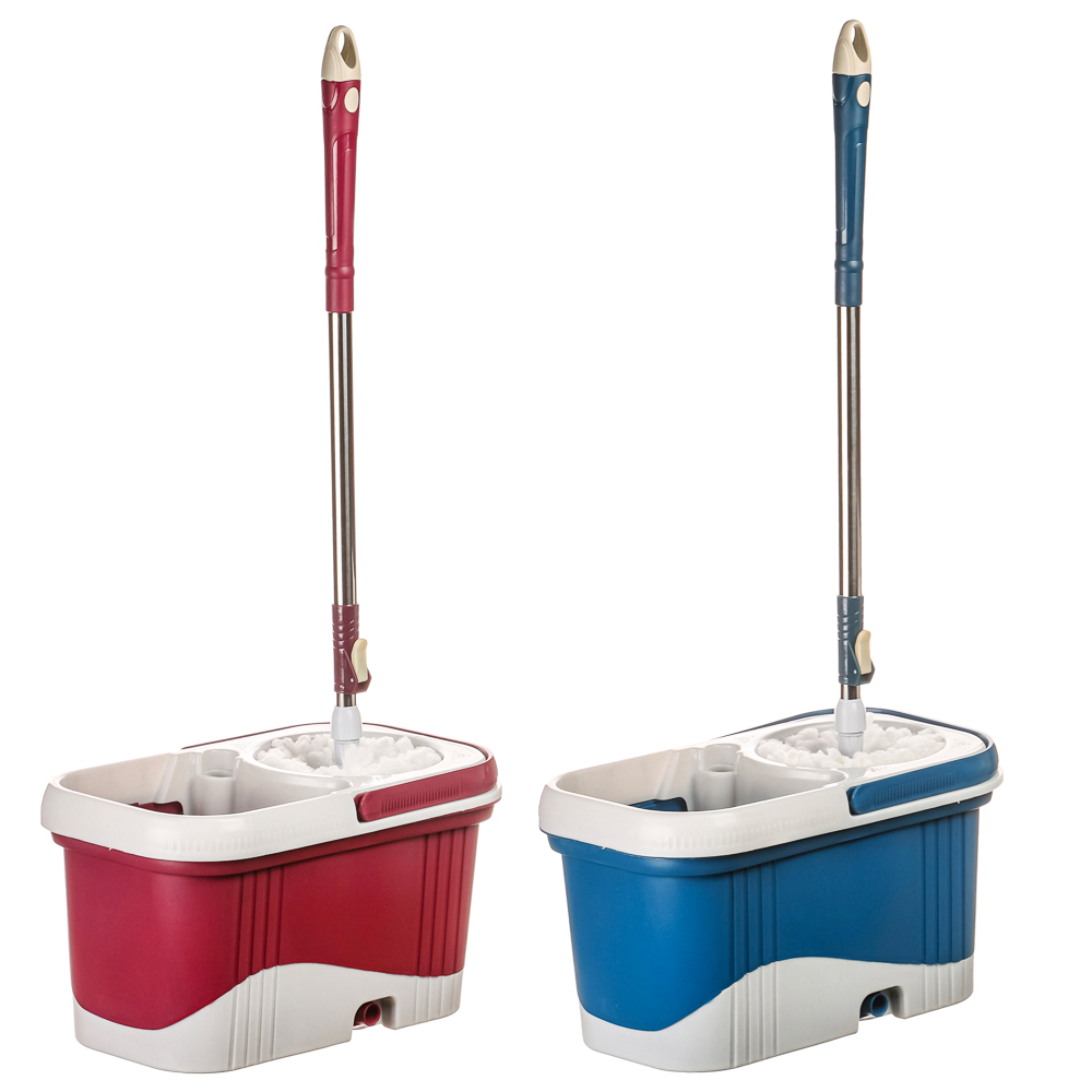 VETTA MOP set: 12 l bucket, with wheels, mop, additional nozzle, wringer principle. "Yula", metal, plastic