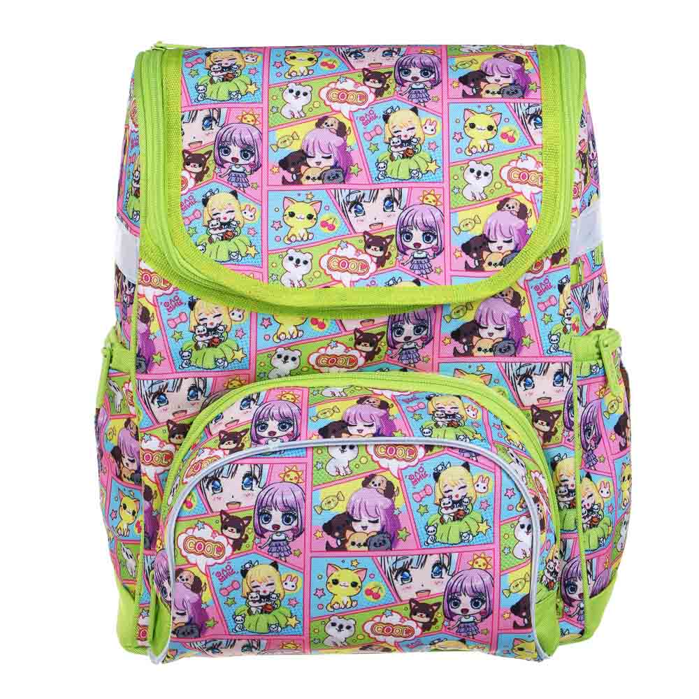 Kawaii Schoolbag, hard, 35x27x18cm, 1 compartment, 3 pockets, ergonal back, adjustable chest strap, weight about 800g