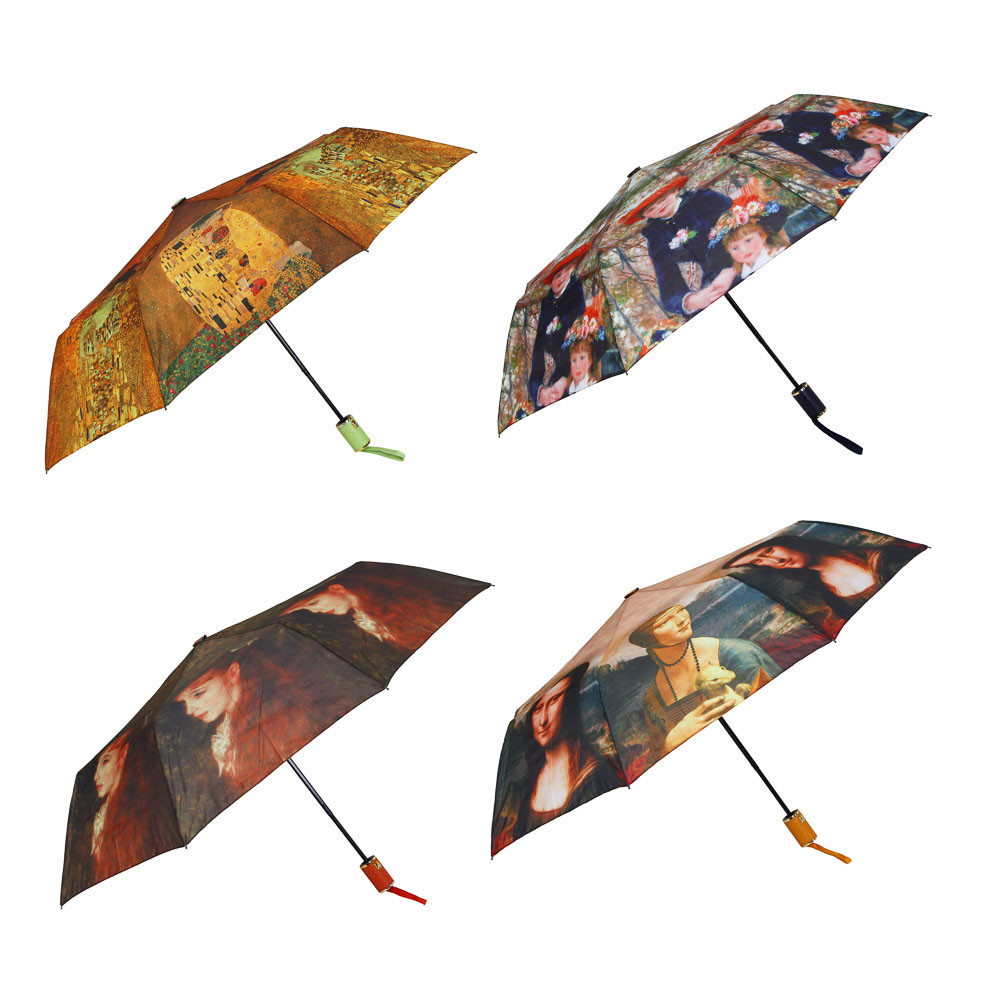 Women's umbrella, semi-automatic, alloy, plastic, polyester, 55cm, 8 knitting needles, 4 designs, art.5