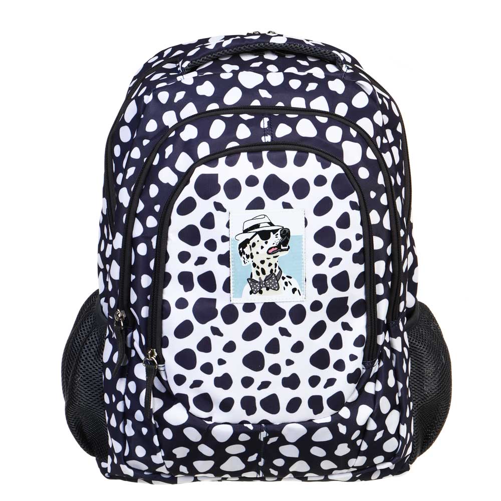 Backpack for teenagers, 44x33x19cm, "Dalmatian", 2 compartments, 3 pockets, ergonomic back, padded straps, PE
