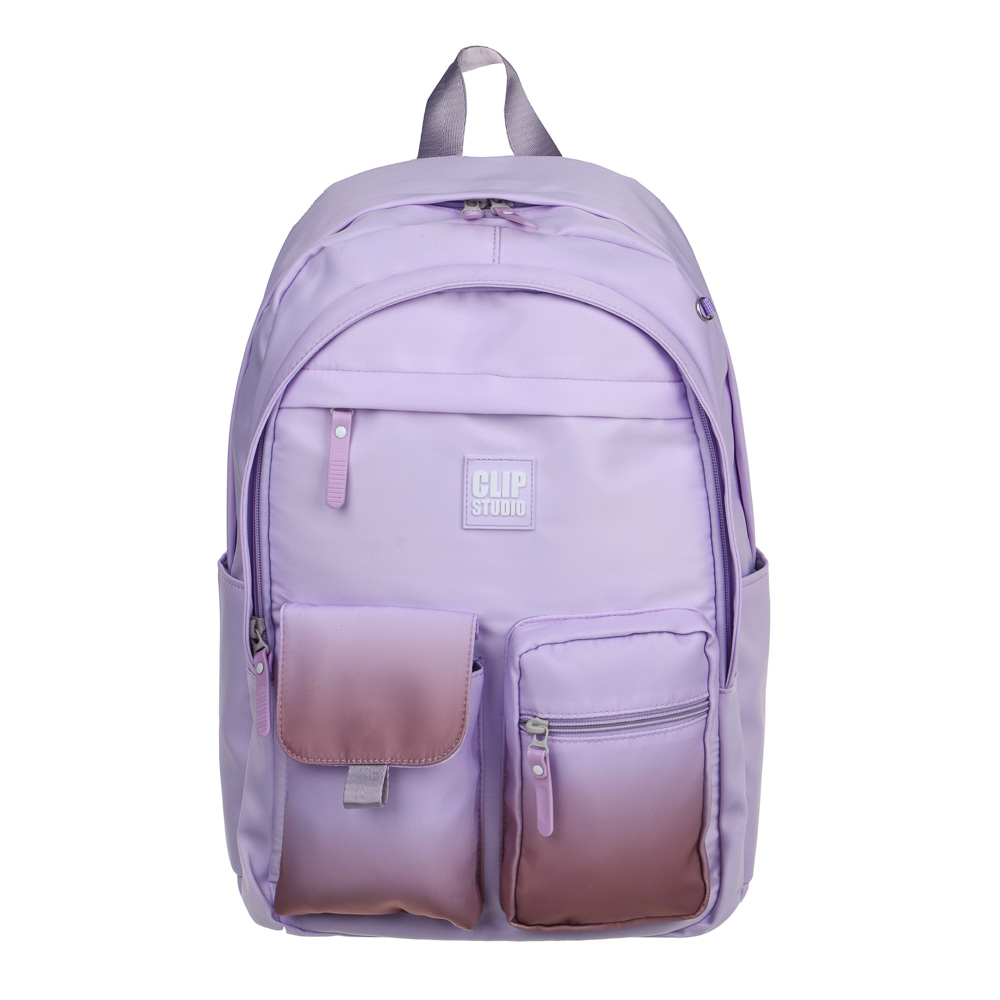 Backpack for teenagers 45x31x17cm, 2 compartments, 6 pockets, gradient color, magnetic clasp, PE, lilac