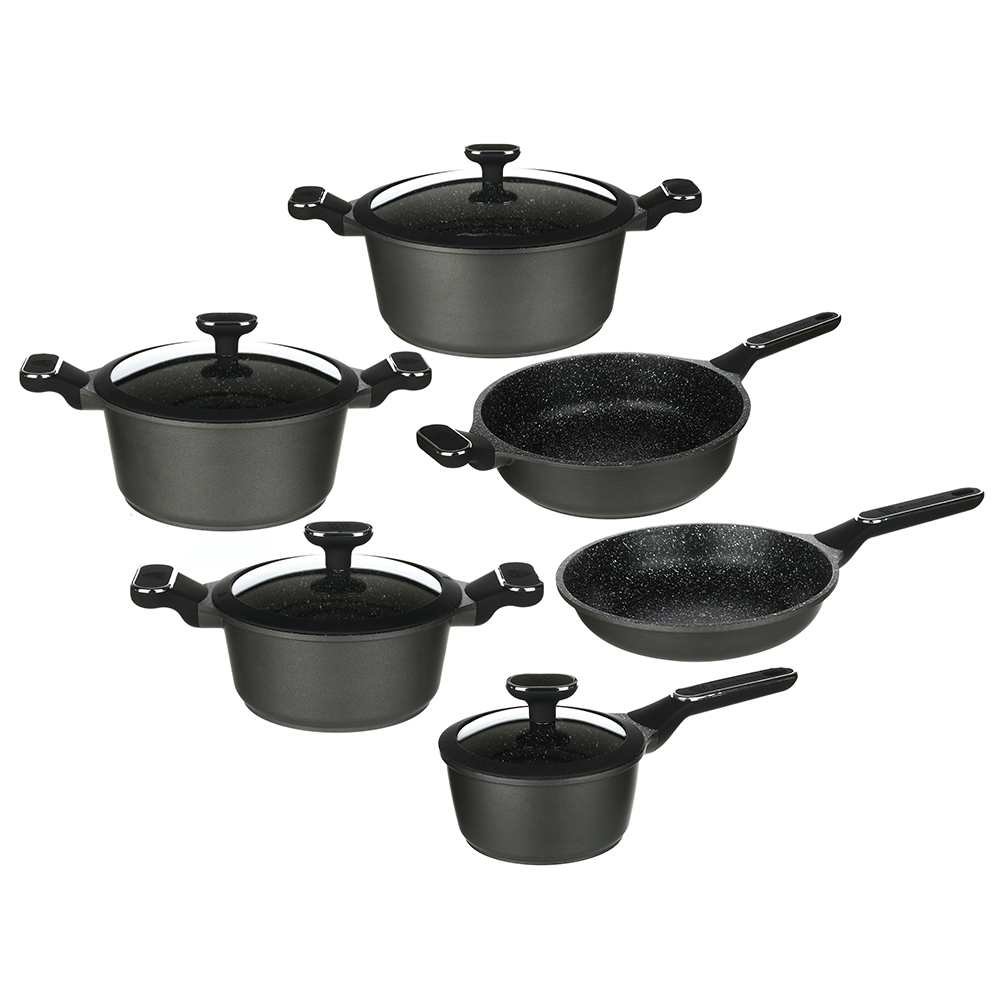 BY COLLECTION Nab.pos.10pr,a/pr.cover: castr+lid.2.5l, 4.3l,6.5l; ladle+lid.1.4l; scoop 24cm; hundred.28cm