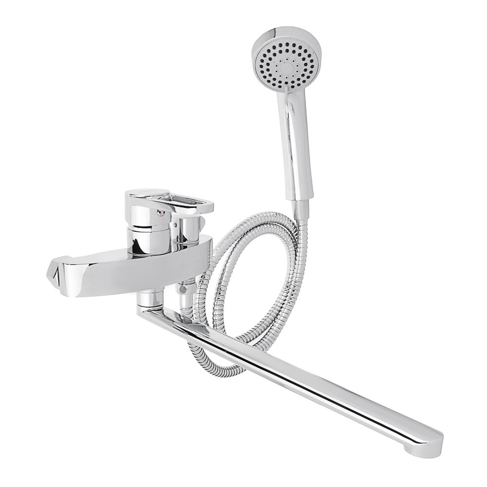 RAIN Bath mixer Aventurine, straight spout 35cm, shower. set, cartridge 35mm, brass, chrome